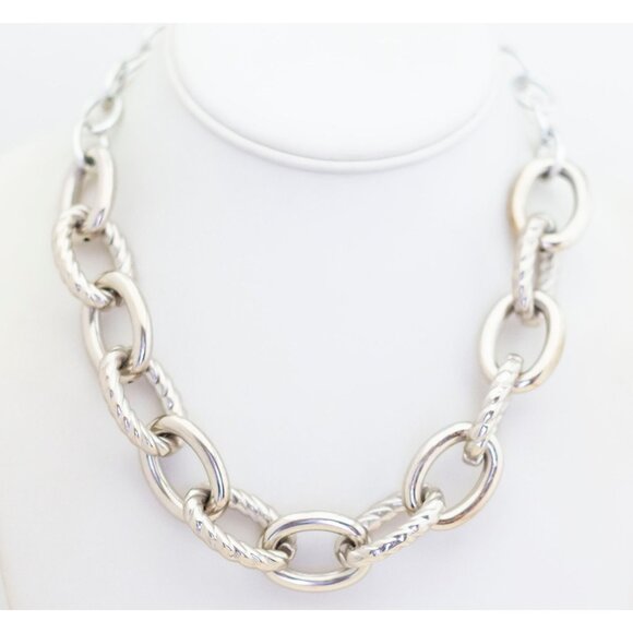 18 inch, Vintage Oval Cable Unique Stylish Bulky Chain Necklace - E1 - Picture 2 of 3